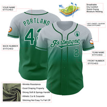 Load image into Gallery viewer, Custom Silver Kelly Green-White Authentic Fade Fashion Baseball Jersey