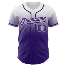 Load image into Gallery viewer, Custom White Purple Authentic Fade Fashion Baseball Jersey