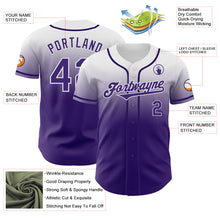 Load image into Gallery viewer, Custom White Purple Authentic Fade Fashion Baseball Jersey