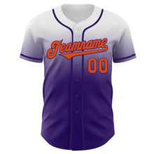Load image into Gallery viewer, Custom White Orange-Purple Authentic Fade Fashion Baseball Jersey