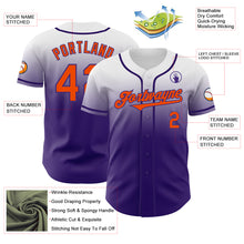 Load image into Gallery viewer, Custom White Orange-Purple Authentic Fade Fashion Baseball Jersey