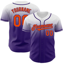 Load image into Gallery viewer, Custom White Orange-Purple Authentic Fade Fashion Baseball Jersey