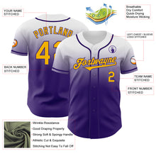 Load image into Gallery viewer, Custom White Gold-Purple Authentic Fade Fashion Baseball Jersey