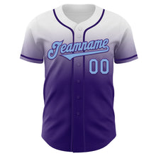 Load image into Gallery viewer, Custom White Light Blue-Purple Authentic Fade Fashion Baseball Jersey