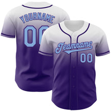 Load image into Gallery viewer, Custom White Light Blue-Purple Authentic Fade Fashion Baseball Jersey