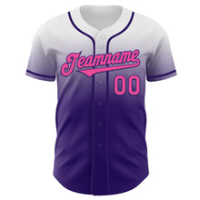Load image into Gallery viewer, Custom White Pink-Purple Authentic Fade Fashion Baseball Jersey