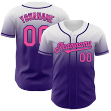 Load image into Gallery viewer, Custom White Pink-Purple Authentic Fade Fashion Baseball Jersey