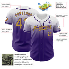 Load image into Gallery viewer, Custom White Old Gold-Purple Authentic Fade Fashion Baseball Jersey