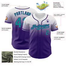 Load image into Gallery viewer, Custom White Teal-Purple Authentic Fade Fashion Baseball Jersey