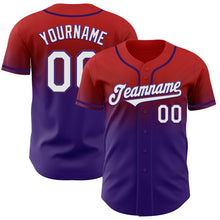 Load image into Gallery viewer, Custom Red White-Purple Authentic Fade Fashion Baseball Jersey