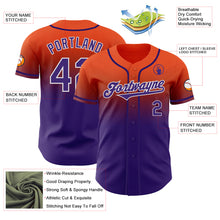 Load image into Gallery viewer, Custom Orange Purple-White Authentic Fade Fashion Baseball Jersey