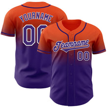Load image into Gallery viewer, Custom Orange Purple-White Authentic Fade Fashion Baseball Jersey