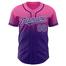Load image into Gallery viewer, Custom Pink Purple-White Authentic Fade Fashion Baseball Jersey
