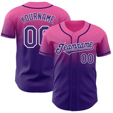 Load image into Gallery viewer, Custom Pink Purple-White Authentic Fade Fashion Baseball Jersey
