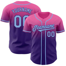 Load image into Gallery viewer, Custom Pink Light Blue-Purple Authentic Fade Fashion Baseball Jersey