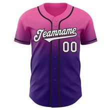 Load image into Gallery viewer, Custom Pink White Purple-Black Authentic Fade Fashion Baseball Jersey