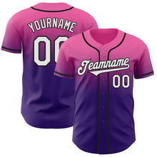 Load image into Gallery viewer, Custom Pink White Purple-Black Authentic Fade Fashion Baseball Jersey