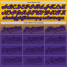 Load image into Gallery viewer, Custom Gold Purple-Black Authentic Fade Fashion Baseball Jersey