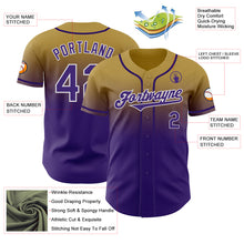 Load image into Gallery viewer, Custom Old Gold Purple-White Authentic Fade Fashion Baseball Jersey