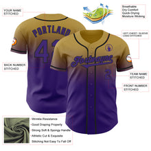 Load image into Gallery viewer, Custom Old Gold Purple-Black Authentic Fade Fashion Baseball Jersey