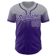 Load image into Gallery viewer, Custom Gray Purple-White Authentic Fade Fashion Baseball Jersey