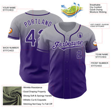 Load image into Gallery viewer, Custom Gray Purple-White Authentic Fade Fashion Baseball Jersey