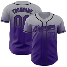 Load image into Gallery viewer, Custom Gray Purple-Black Authentic Fade Fashion Baseball Jersey