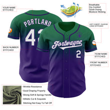 Load image into Gallery viewer, Custom Kelly Green White-Purple Authentic Fade Fashion Baseball Jersey