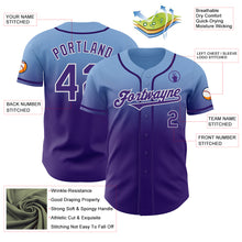 Load image into Gallery viewer, Custom Light Blue Purple-White Authentic Fade Fashion Baseball Jersey