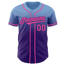 Load image into Gallery viewer, Custom Light Blue Pink-Purple Authentic Fade Fashion Baseball Jersey
