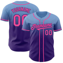 Load image into Gallery viewer, Custom Light Blue Pink-Purple Authentic Fade Fashion Baseball Jersey