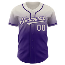 Load image into Gallery viewer, Custom Cream Purple Authentic Fade Fashion Baseball Jersey