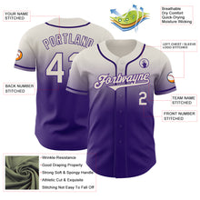 Load image into Gallery viewer, Custom Cream Purple Authentic Fade Fashion Baseball Jersey