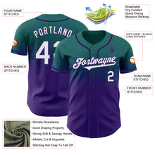 Load image into Gallery viewer, Custom Teal White-Purple Authentic Fade Fashion Baseball Jersey