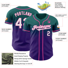 Load image into Gallery viewer, Custom Teal White Purple-Pink Authentic Fade Fashion Baseball Jersey