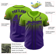 Load image into Gallery viewer, Custom Neon Green Purple-Black Authentic Fade Fashion Baseball Jersey