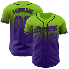 Load image into Gallery viewer, Custom Neon Green Purple-Black Authentic Fade Fashion Baseball Jersey