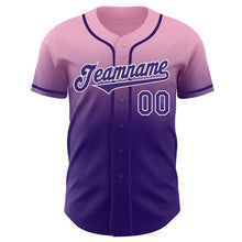 Load image into Gallery viewer, Custom Light Pink Purple-White Authentic Fade Fashion Baseball Jersey