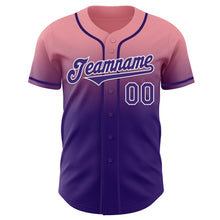 Load image into Gallery viewer, Custom Medium Pink Purple-White Authentic Fade Fashion Baseball Jersey