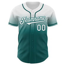 Load image into Gallery viewer, Custom White Teal Authentic Fade Fashion Baseball Jersey
