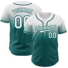Load image into Gallery viewer, Custom White Teal Authentic Fade Fashion Baseball Jersey