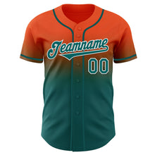 Load image into Gallery viewer, Custom Orange Teal-White Authentic Fade Fashion Baseball Jersey
