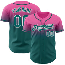 Load image into Gallery viewer, Custom Pink Teal-White Authentic Fade Fashion Baseball Jersey