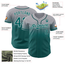 Load image into Gallery viewer, Custom Gray Teal-White Authentic Fade Fashion Baseball Jersey