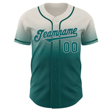 Load image into Gallery viewer, Custom Cream Teal-Gray Authentic Fade Fashion Baseball Jersey