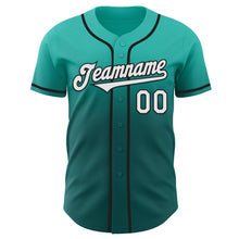 Load image into Gallery viewer, Custom Aqua White Teal-Black Authentic Fade Fashion Baseball Jersey