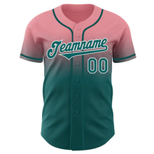 Load image into Gallery viewer, Custom Medium Pink Teal-White Authentic Fade Fashion Baseball Jersey