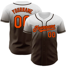 Load image into Gallery viewer, Custom White Orange-Brown Authentic Fade Fashion Baseball Jersey