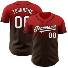 Load image into Gallery viewer, Custom Red White-Brown Authentic Fade Fashion Baseball Jersey