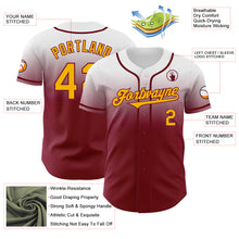Load image into Gallery viewer, Custom White Gold-Crimson Authentic Fade Fashion Baseball Jersey